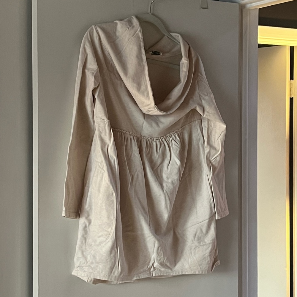 SATURDAY SUNDAY ANTHROPOLOGIE Cream Long Sleeve Knit Cowl Neck Dress Tunic. Med